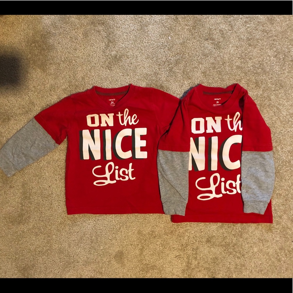 Carter's Boys christmas shirts 24mo & 2T